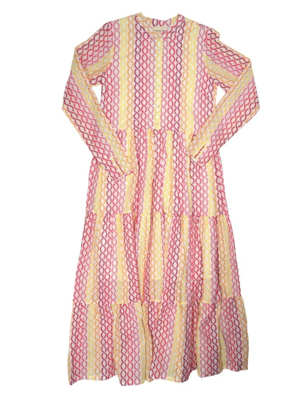 Maria de la Orden Embroidered Eyelet Maxi Dress